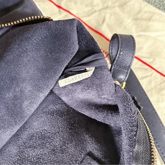 Clare V Nubuck Messenger Bag in Navy